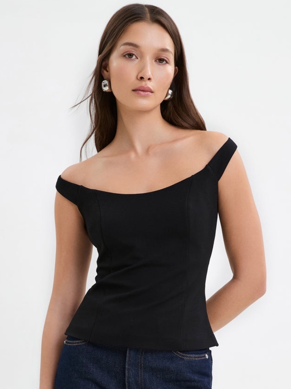 Marcella NYC Eliana Top European Ponte Off The Shoulder Top Size Large